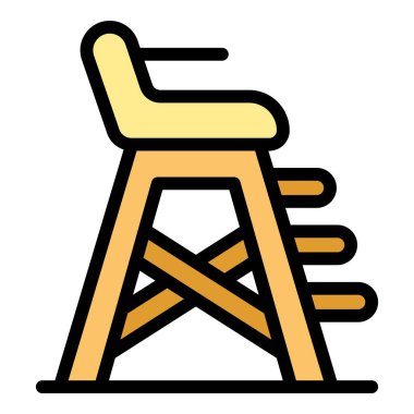 Bu simge klasik bir ahşap cankurtaran sandalyesi tasvir ediyor, yüzücüleri izlemek ve kumsallarda ve havuzlarda güvenliği sağlamak için gerekli.