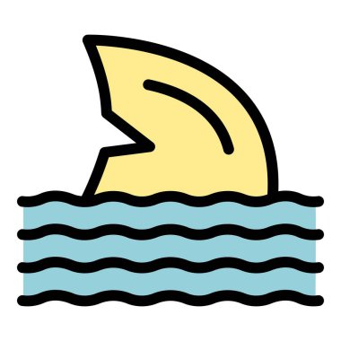 Sudan sarkan köpekbalığı yüzgecinin çizgi film simgesi