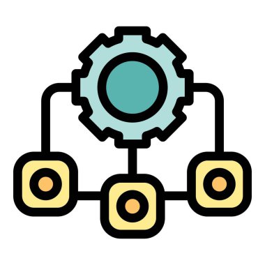 Veri bloklarını birleştiren dişli iş süreci otomasyonu kavramını temsil etmektedir