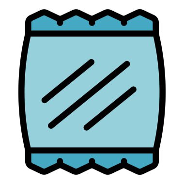 Üst ve alt kenarları desenli mavi ambalaj çantası beyaz zemin üzerinde izole edilir