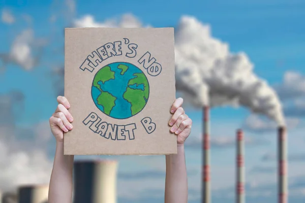 Éghajlatváltozási Megnyilvánulási Plakát Ipari Fosszilis Tüzelőanyagok Égetéséről — Stock Fotó