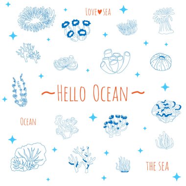 Çocuklar için Doodle Deniz Yaşamı Çizimi.