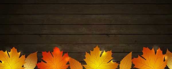 木のバナーの装飾には秋の黄金の葉 — ストック写真