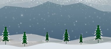 Kış tatili güzel karlı ülke Noel illüstrasyon afişi