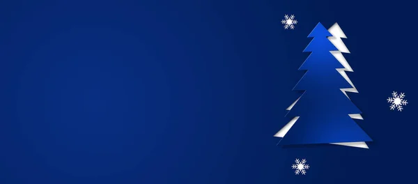 Winter Urlaub Weihnachten Geschnitten Blau Tannenbaum Dekoration Banner Stockbild