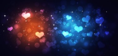 valentine days bokeh hearts warm and cold colors decoration bright banner