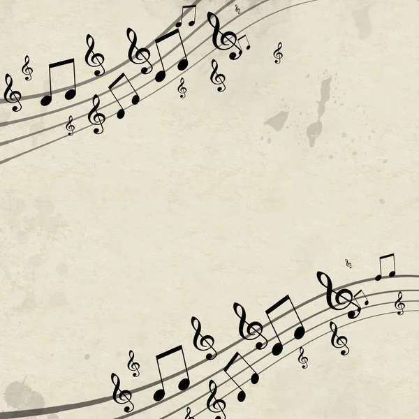 レトロな紙の背景にレトロな古いテクスチャの紙に音楽ノート — ストック写真