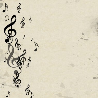 classical music background with music notes on old paper for music flyers cards and posters clipart