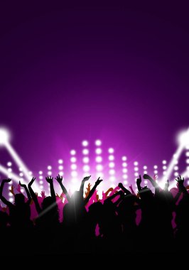 El ilanları ve gece kulübü posterleri için konser kalabalığı parti müziği arka planı