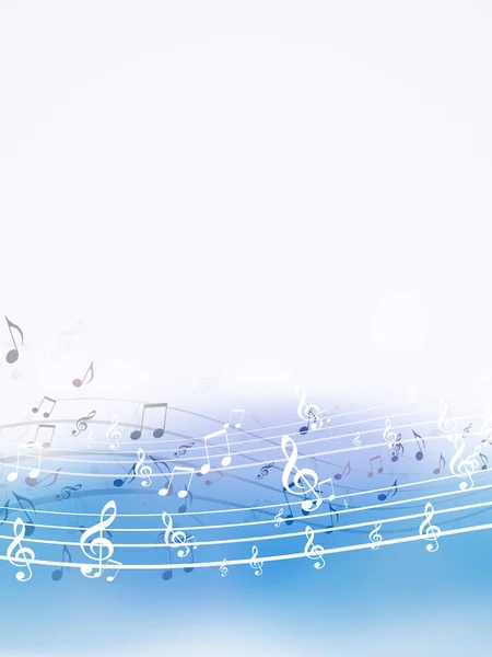 Plakat Muzyki Klasycznej Nutami Muzycznymi Niebieskim Tle Kart Muzycznych Plakatów — Zdjęcie stockowe