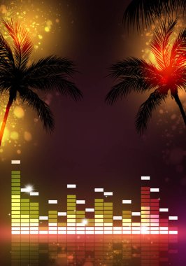 Neşeli yaz partisi etkinlikleri için çok renkli müzik eşitleyici tropikal poster