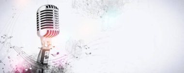 Grunge desenli müzik notaları ve mikrofon. yüksek GB gürültü dokusu arkaplanı