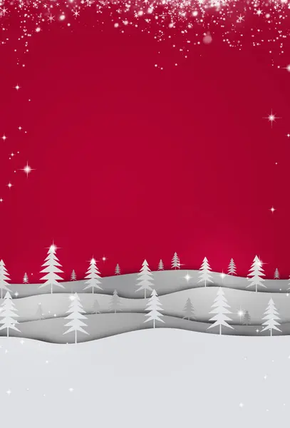 Inverno Férias Natal Saudação Colinas Brilhantes Árvores Brancas Decoração Fundo Imagens Royalty-Free
