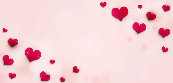 Valentine Κόκκινο Καρδιές Διακόσμηση Πανό Φωτεινό Πανό Διακοπών Φόντο Διακοπών Εικόνα Αρχείου