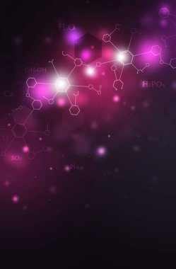 Kimya elementleri ile modern bilim ve teknoloji çok renkli arkaplan