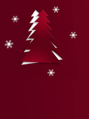 Kış tatili Noel 'i Kırmızı köknar ağacı süsleme afişi