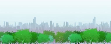 Şehir parklarında çiçek açan bahar ağaçlarının yeşil renkleri