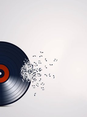 Klasik minimal müzik vinil posteri. soyut müzik notaları arkaplanı