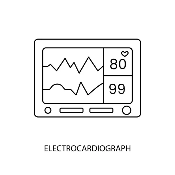 Ikona Linii Elektrokardiograficznej Wektora Ilustracja Sprzętu Medycznego Badania Serca — Wektor stockowy