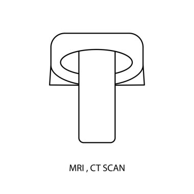 Vektör içinde hesaplanmış tomografi ikonu çizgisi, resimli manyetik rezonans görüntüleme. MRI veya CT taraması