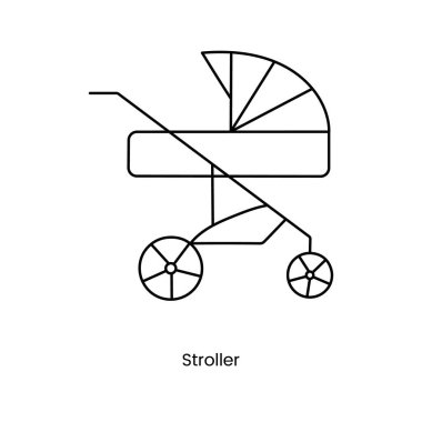 Bebek arabası çizgisi simgesi vektör cinsinden