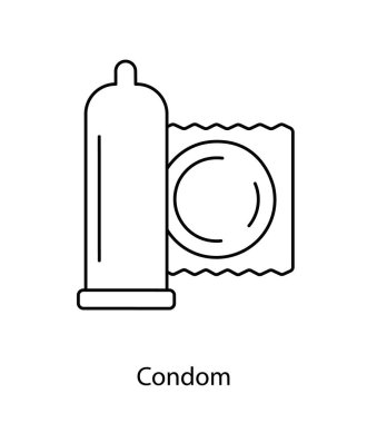 Bariyer önleme yöntemi prezervatif, vektör cinsinden çizgi simgesi.