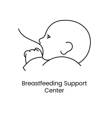 Breastfeeding Support Center icon line in vector, illustration of a woman breastfeeding a baby