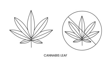 Cannabis leaf line icon in vector