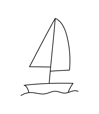Sailboat line icon in vector, illustration of a boat in the water