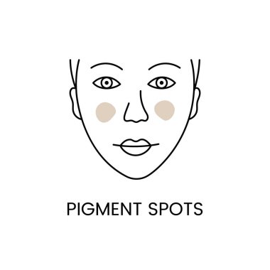 Lazer kozmetolojili yaş noktalarının kaldırılması, vektör kadınların yüzlerindeki pigmentasyonlu çizgi simgesi.