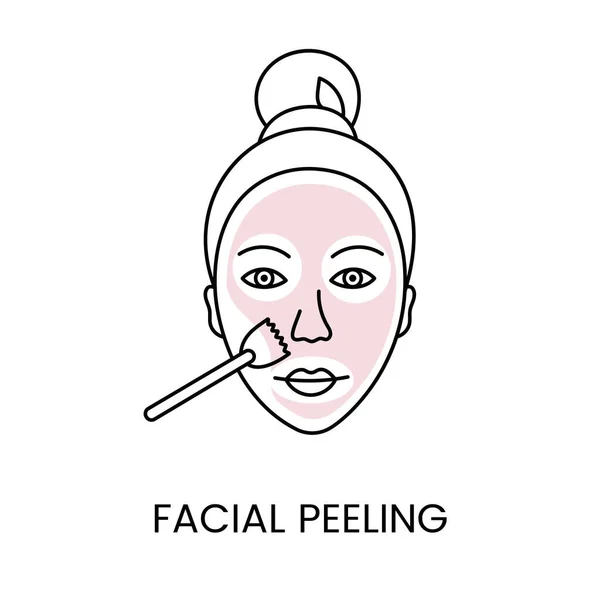 Peeling Facial Avec Cosmétologie Laser Icône Ligne Dans Les Femmes — Image vectorielle