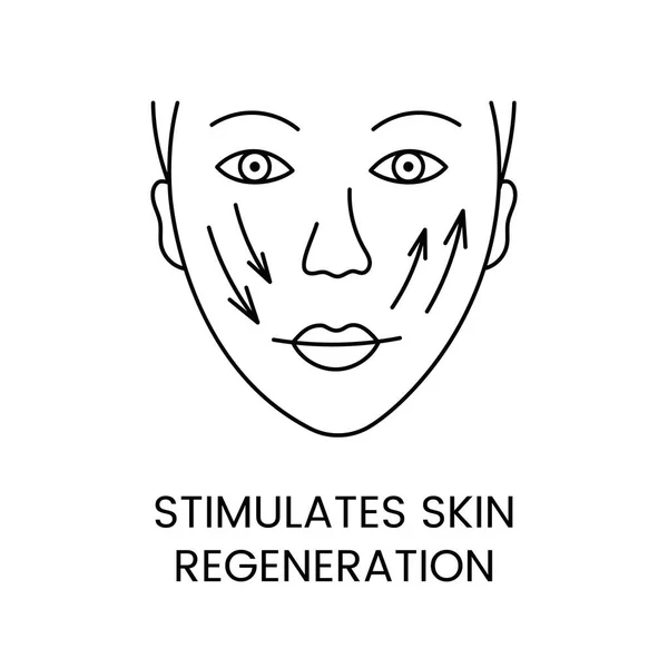 Stimuluje Ikonu Regenerační Linky Kůže Vektoru Ilustrace Dívčí Tváře Šipkami — Stockový vektor