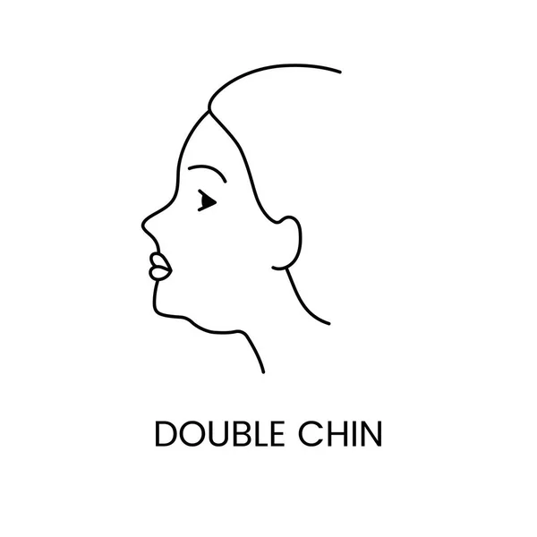 Значок Двойного Подбородка Векторе Изображение Лица Женщины — стоковый вектор