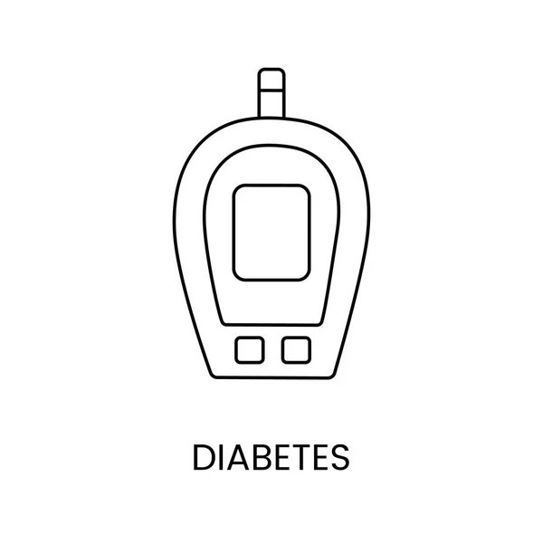 糖尿病のためのベクトル 医療機器のイラストの血糖測定器ラインアイコン — ストックベクタ