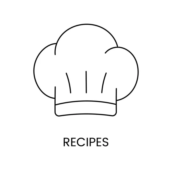 Chapeau Chef Icône Ligne Vecteur Illustration Pour Recettes — Image vectorielle