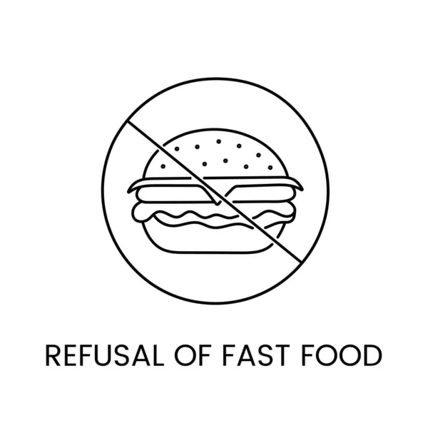 快餐垃圾食品在病媒中的图标 说明汉堡被排除在食品之外 — 图库矢量图片
