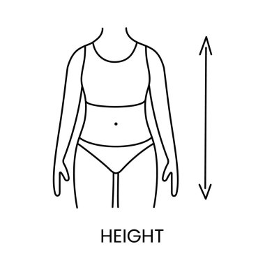 Vektör olarak insan büyüme çizgisi simgesi, ok ile insan çizimi