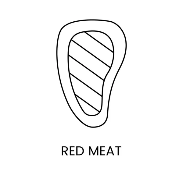 病媒中的红肉线图标 牛排插图 — 图库矢量图片
