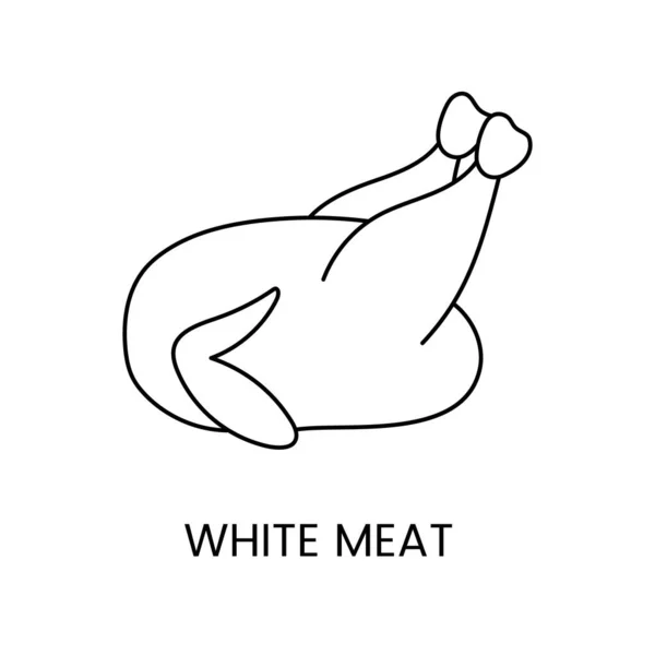 Icono Línea Carne Blanca Vector Ilustración Pollo — Vector de stock
