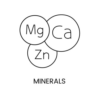 Vektör içinde magnezyum, kalsiyum ve çinko çizgi simgesi, mineral çizimi