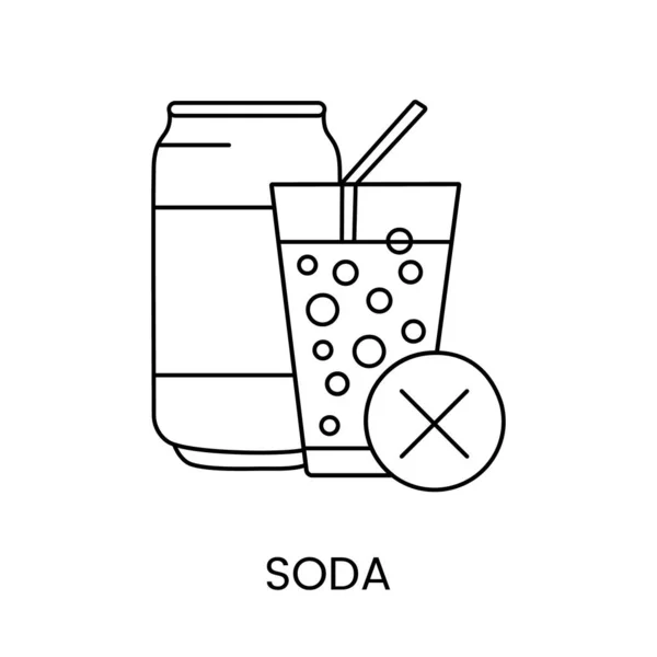甘いソーダ水 食生活の中で有害で禁止食品 ベクターのラインアイコン 不健康な食品のイラスト — ストックベクタ
