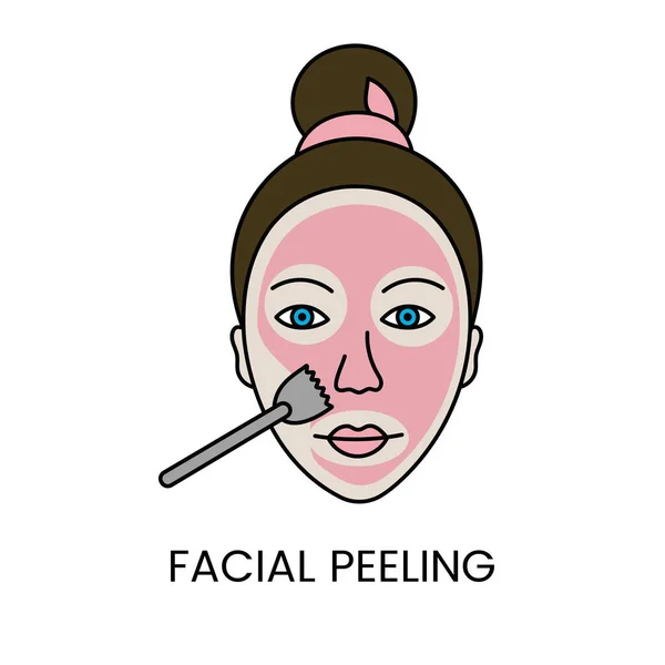 Peeling Facciale Con Cosmetologia Laser Viso Vettoriale Femminile Con Maschera — Vettoriale Stock