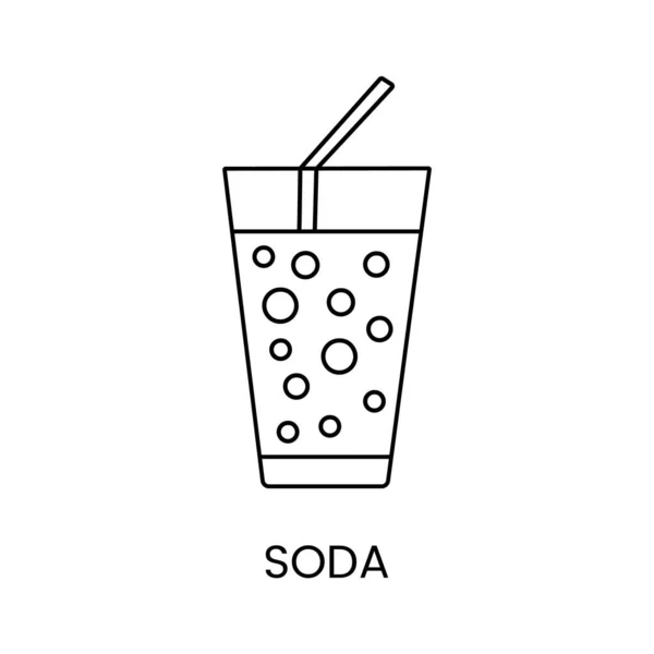 ベクトルのソーダ水とガラス線のアイコン 飲み物のイラスト — ストックベクタ
