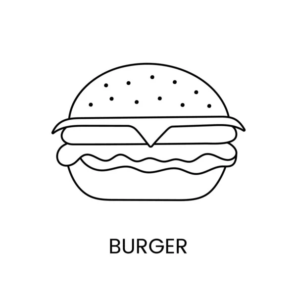 Εικονίδιο Γραμμής Burger Στο Διάνυσμα Γρήγορη Απεικόνιση Τροφίμων — Διανυσματικό Αρχείο