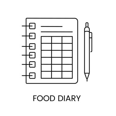 Gıda günlük çizgisi simgesi vektör, yiyecek dergisi illüstrasyonu