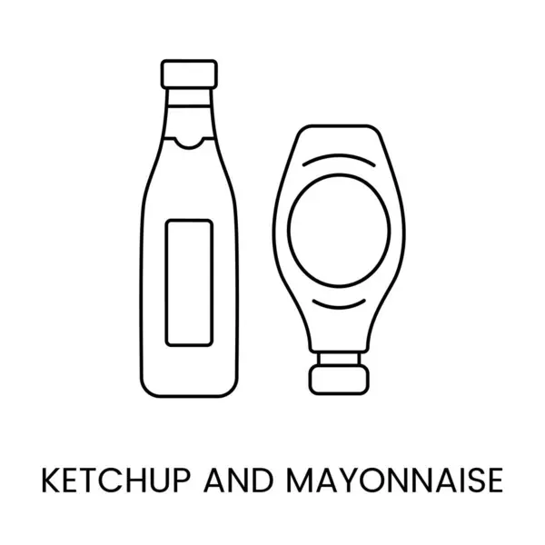Κέτσαπ Και Μαγιονέζα Εικονίδιο Γραμμή Στο Διάνυσμα Εικονογράφηση Τροφίμων — Διανυσματικό Αρχείο