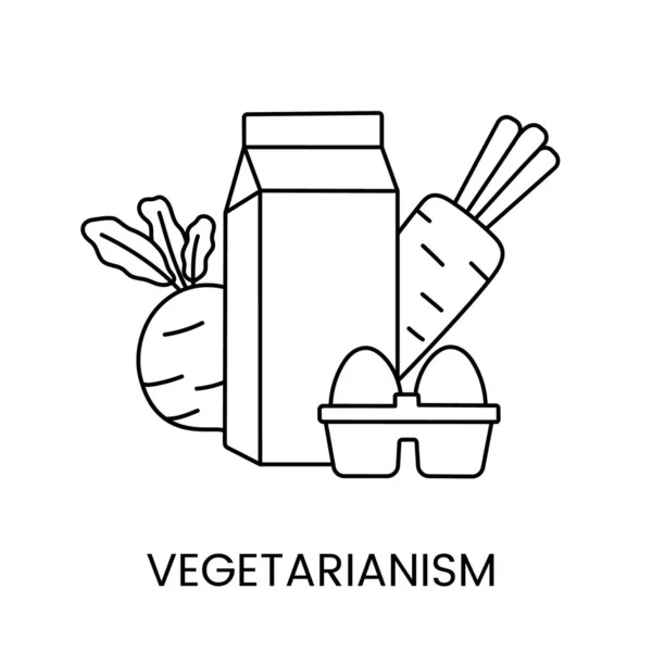 Vegetarismus Linie Symbol Vektor Illustration Von Milchprodukten Und Gemüse — Stockvektor