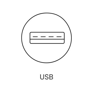 USB 'yi temsil eden vektör satırı simgesi