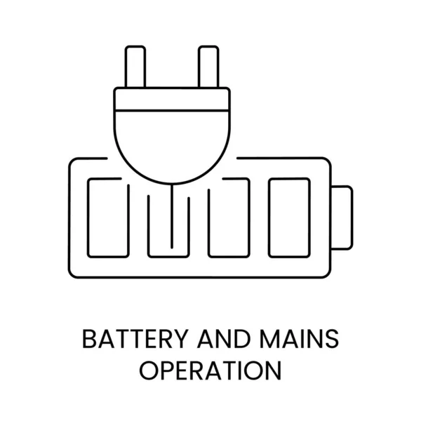 Vector Line Icon Indicating Dual Power Source Battery Mains — Stock Vector