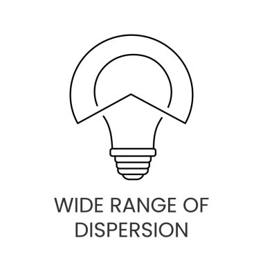 Işık ışınlarının geniş bir açıyla yayıldığını gösteren vektör biçiminde çizgi simgesi